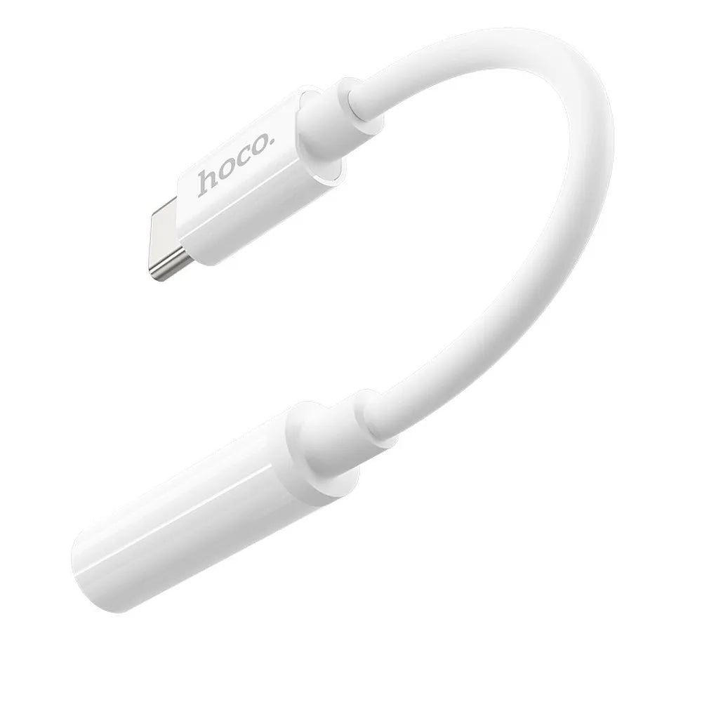Hoco adapter USB-C naar 3,5 mm Jack – Audio adapter – 12 centimeter – Wit