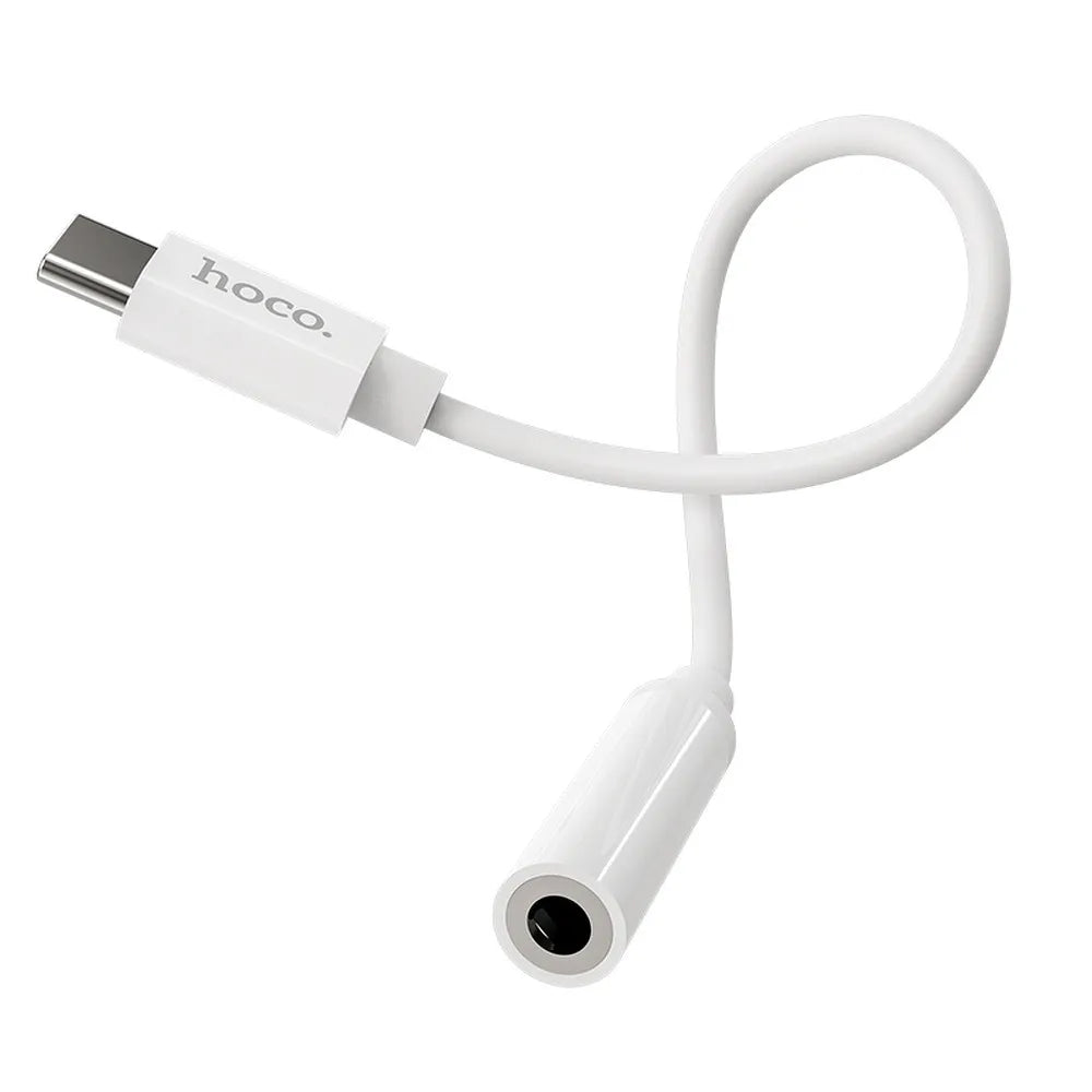 Hoco adapter USB-C naar 3,5 mm Jack – Audio adapter – 12 centimeter – Wit