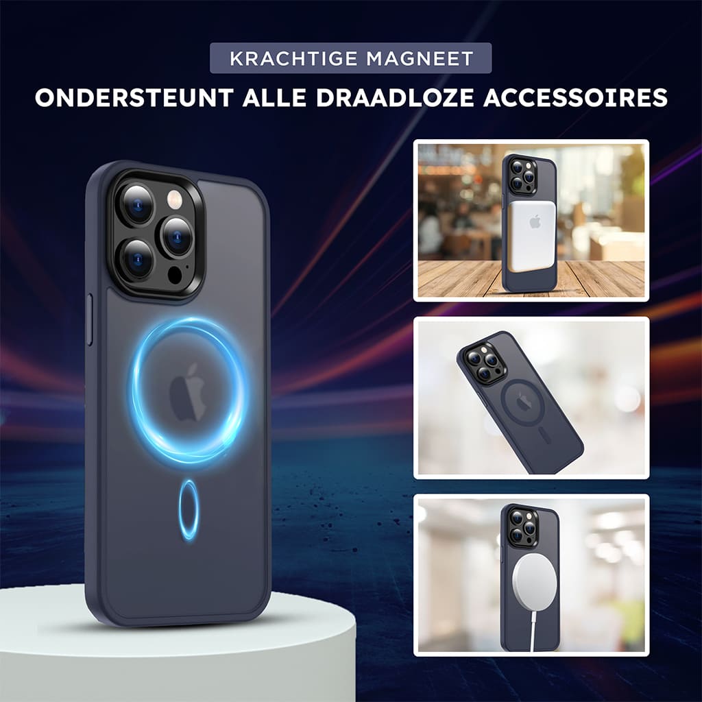 Casify Classic Hybrid Hoesje met MagSafe Mat Donkerblauw4