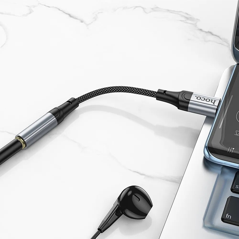 Hoco adapter USB-C naar 3,5 mm Jack – Audio adapter – 12 centimeter – Zwart – productfoto 7