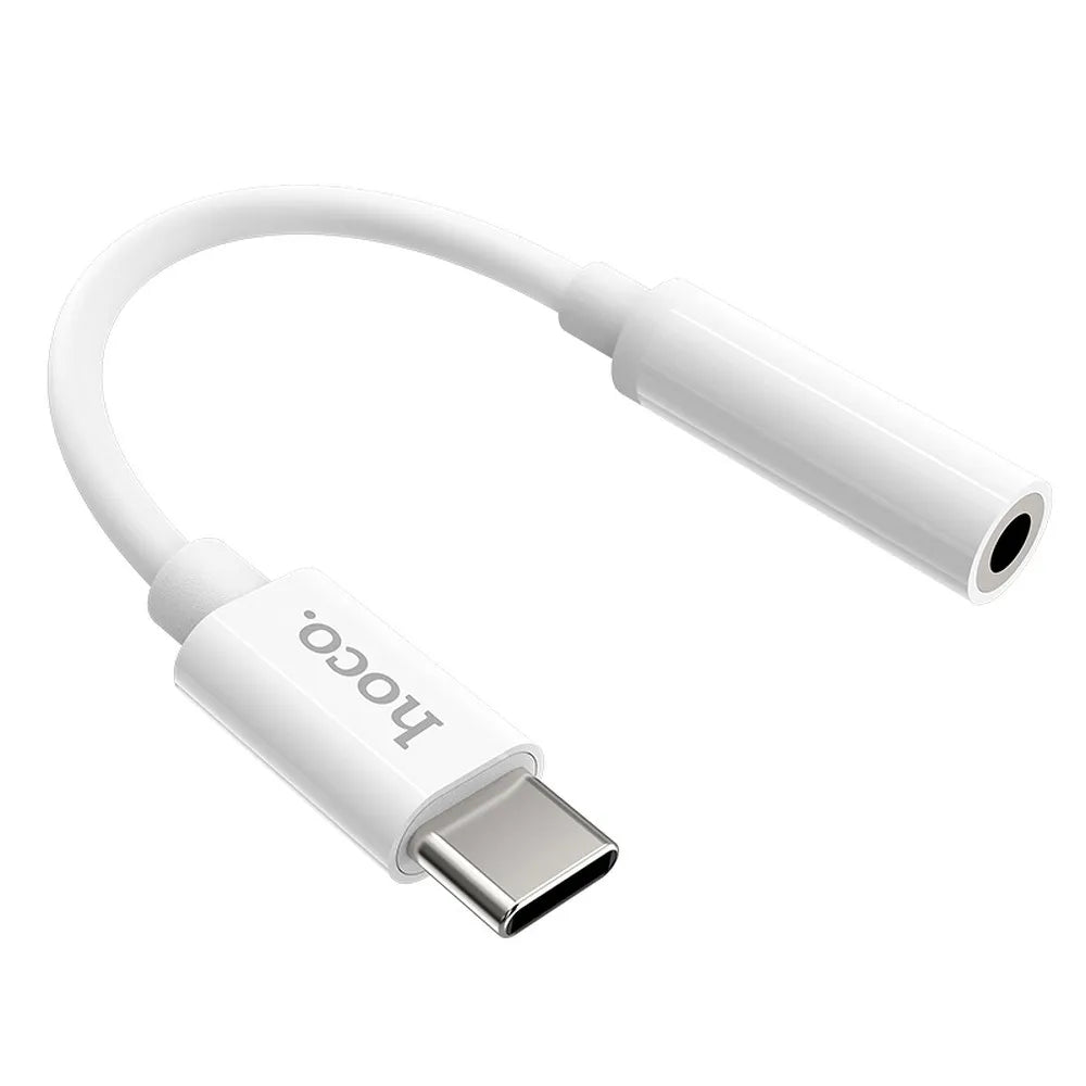 Hoco adapter USB-C naar 3,5 mm Jack – Audio adapter – 12 centimeter – Wit – productfoto 2