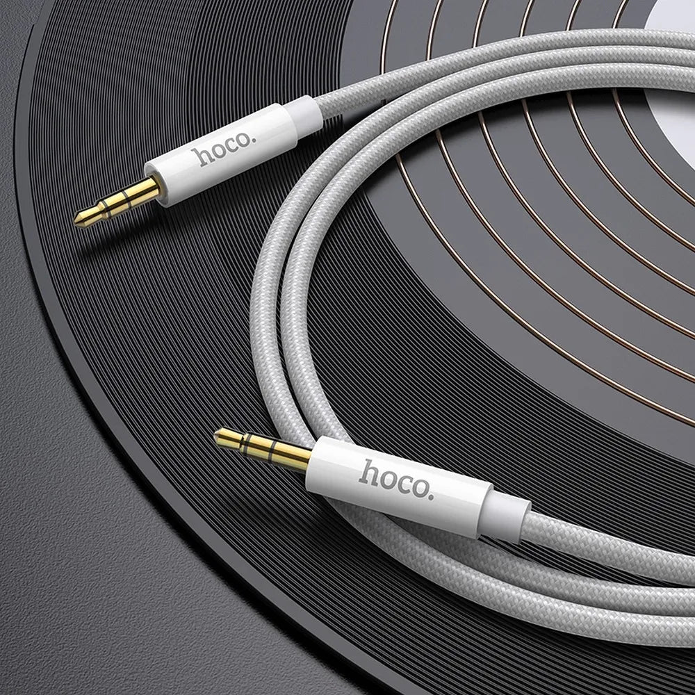 Hoco AUX kabel 3,5 mm Jack – Audio kabel Male to Male – 1 meter – Zilver – productfoto 4