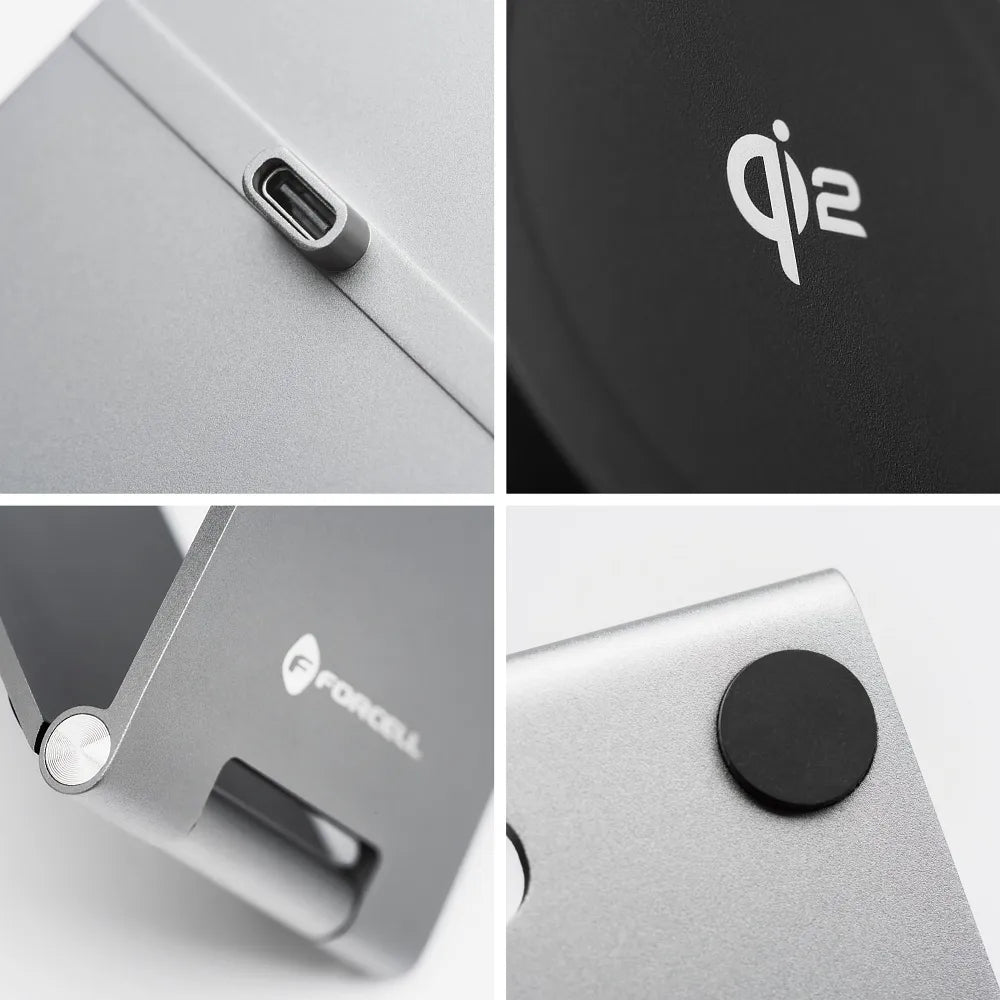 Forcell Flip Charge Qi2 Wireless Charger met MagSafe – USB-C – Draadloze Oplader – 15W – Zilver – productfoto 5
