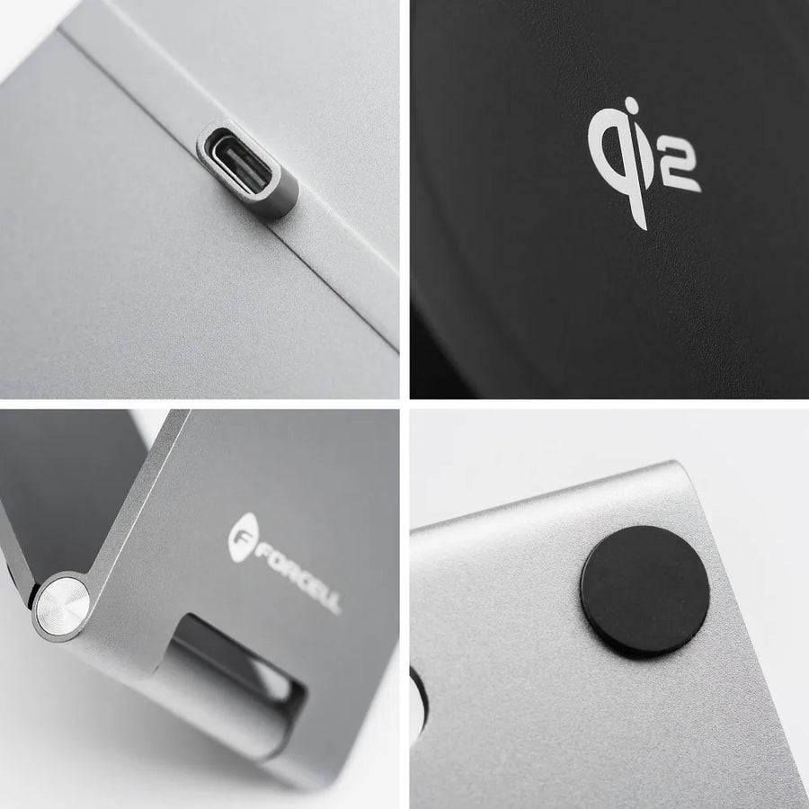 Forcell Flip Charge Qi2 Wireless Charger met MagSafe – USB-C – Draadloze Oplader – 15W – Zilver