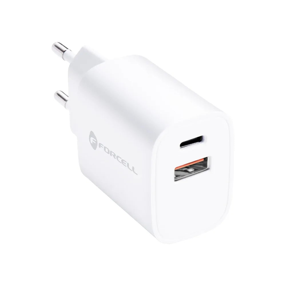 Forcell Oplader – Wall Charger – 30 Watt – USB-C & USB-A – Wit