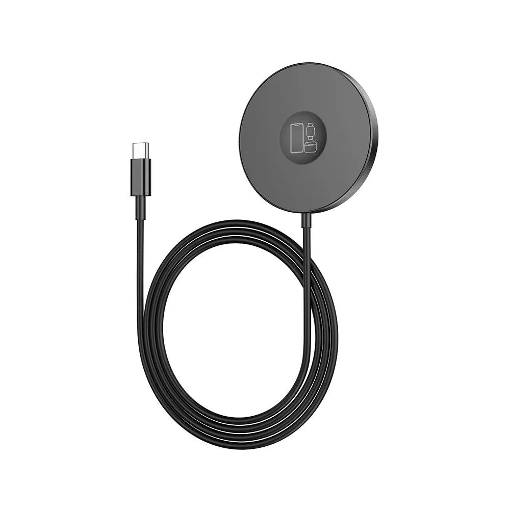 Hoco 3-in-1 Wireless Charger met MagSafe – USB-C – Draadloze Oplader – 15W – Zwart – productfoto 2