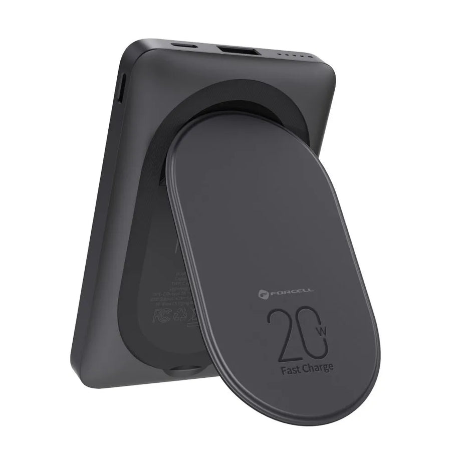 Forcell MagStand Powerbank met Standaard en MagSafe – 10.000 mAh – 20W – Zwart