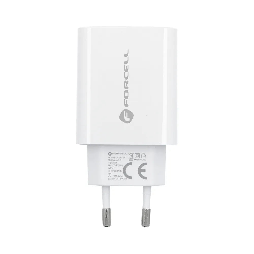 Forcell Oplader met USB-C naar Lightning kabel – 20 Watt – 1,2 meter – Wit – productfoto 4