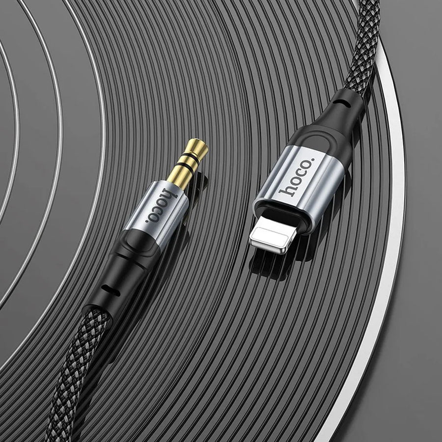 Hoco AUX kabel - Lightning naar 3,5 mm Jack – Audio kabel – 1 meter – Zwart