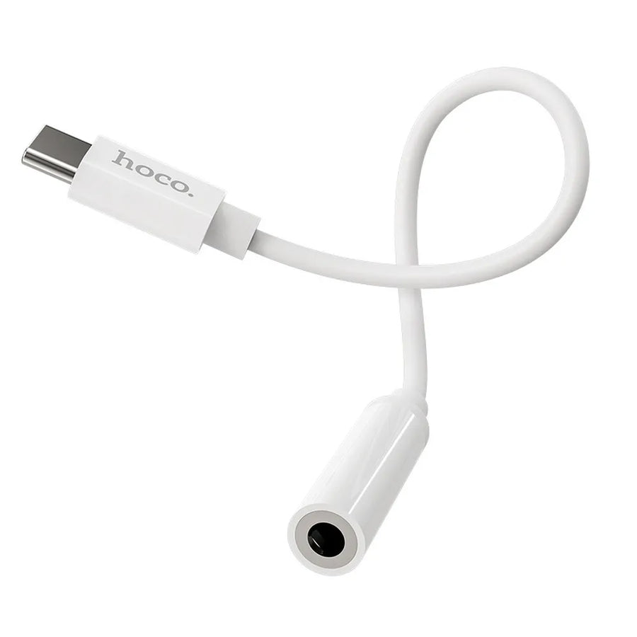 Hoco adapter USB-C naar 3,5 mm Jack – Audio adapter – 12 centimeter – Wit
