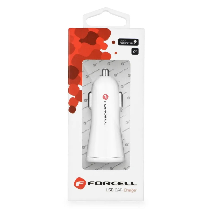 Forcell Autolader USB-A – Quick Charge 3.0 – 12/24V – 2.4A – Wit