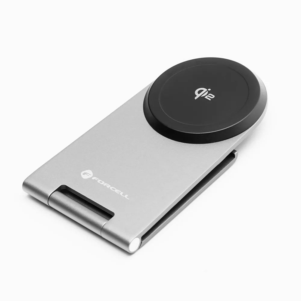 Forcell Flip Charge Qi2 Wireless Charger met MagSafe – USB-C – Draadloze Oplader – 15W – Zilver