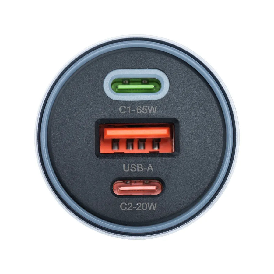 Forcell Autolader 2x USB-C + USB-A – 85W – Power Delivery & Quick Charge 4.0 – Grijs