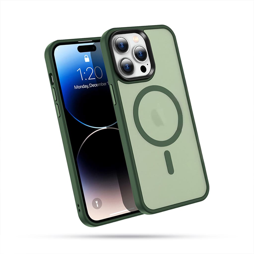 Coque hybride Casify Classic pour iPhone avec MagSafe vert foncé mat