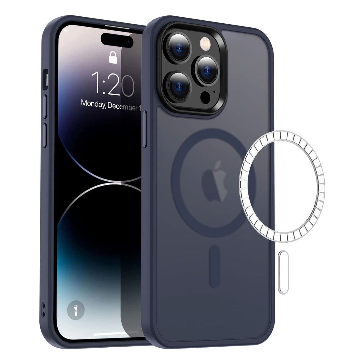 Coque iPhone hybride classique Casify avec MagSafe bleu foncé mat