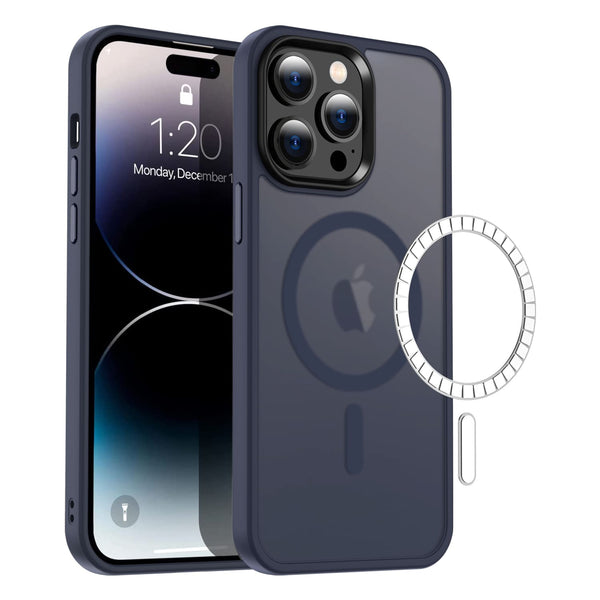 Casify Classic Hybrid iPhone Hoesje met MagSafe Mat Donkerblauw