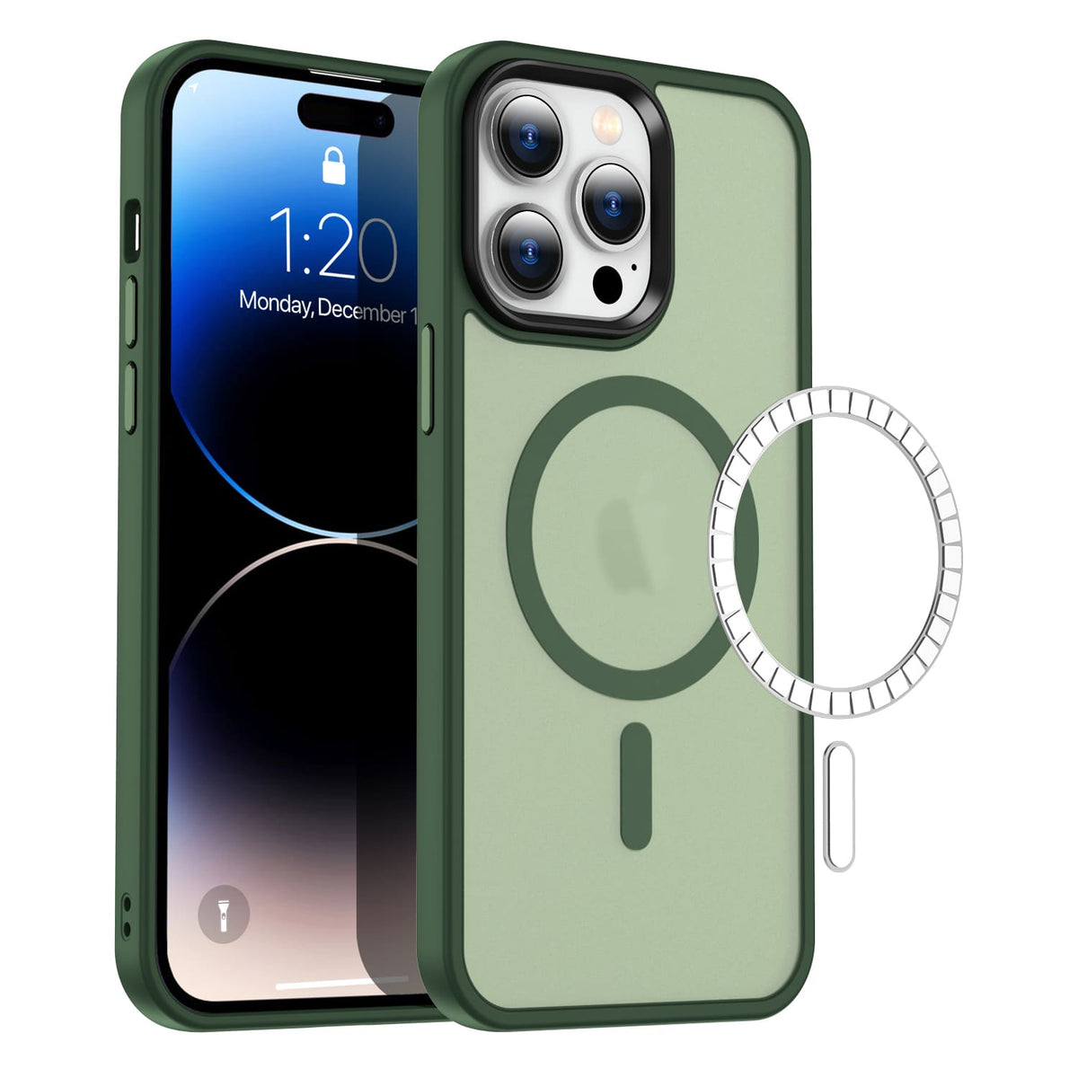 Coque iPhone hybride classique Casify avec MagSafe vert foncé mat