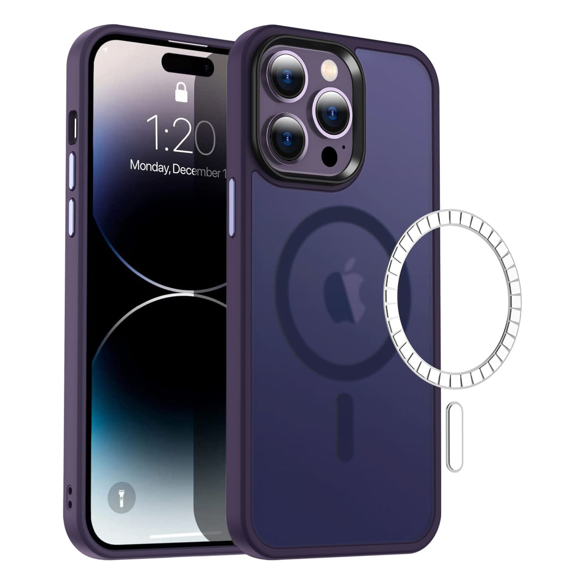 Coque iPhone hybride classique Casify avec MagSafe violet foncé mat