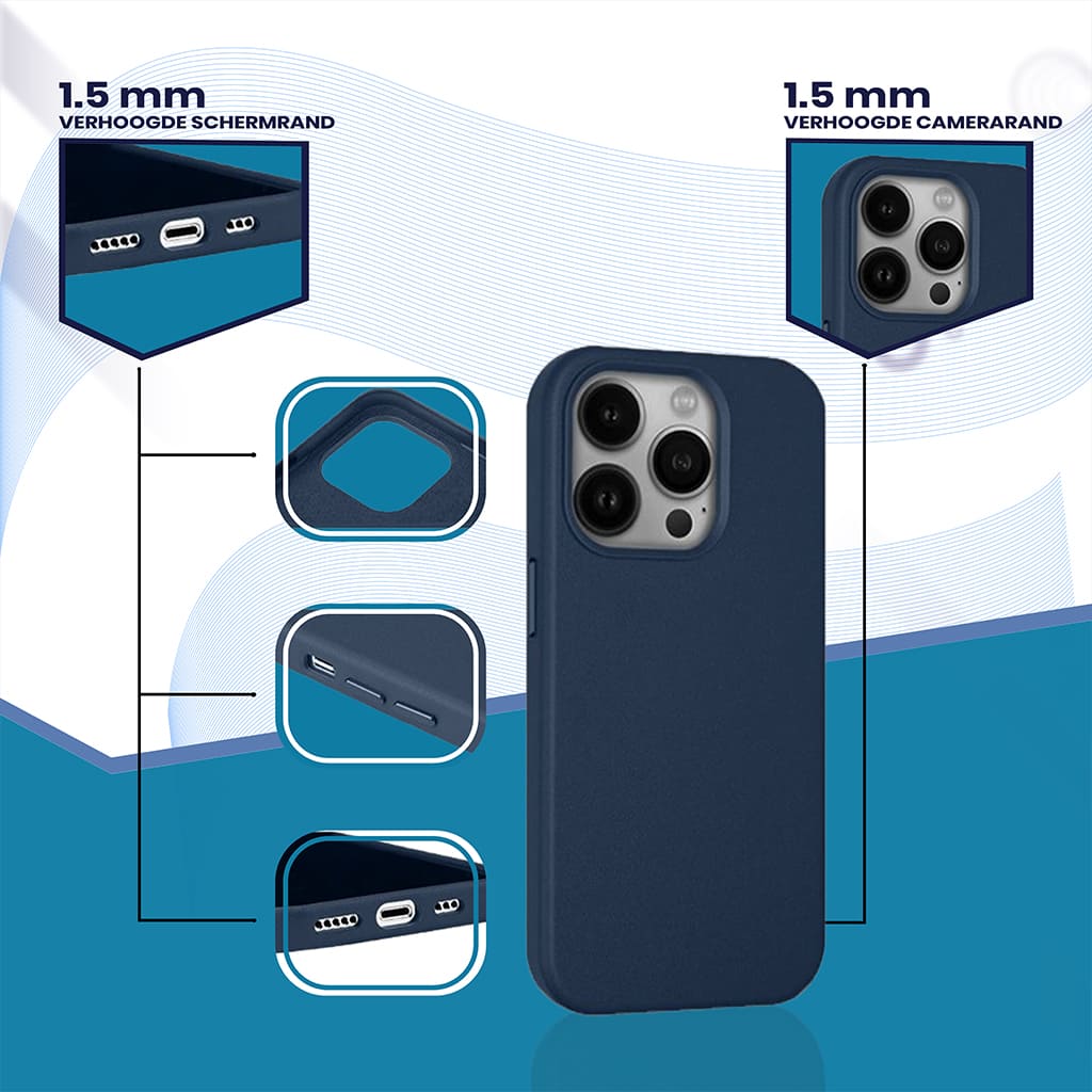 Casify Étui en cuir avec MagSafe Bleu foncé2