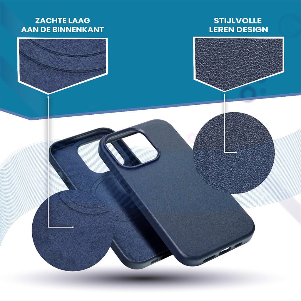 Casify Étui en cuir avec MagSafe Bleu foncé3