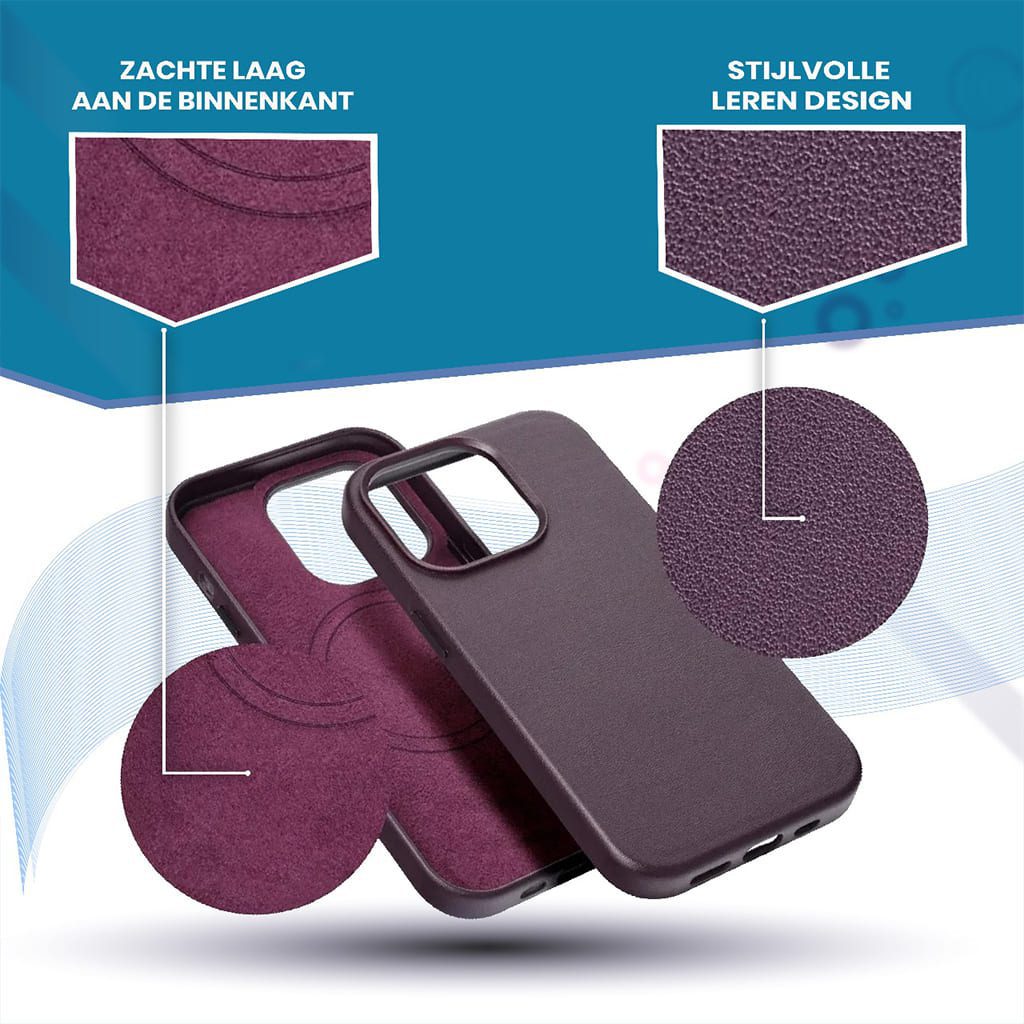 Étui en cuir Casify avec MagSafe Dark Purple3