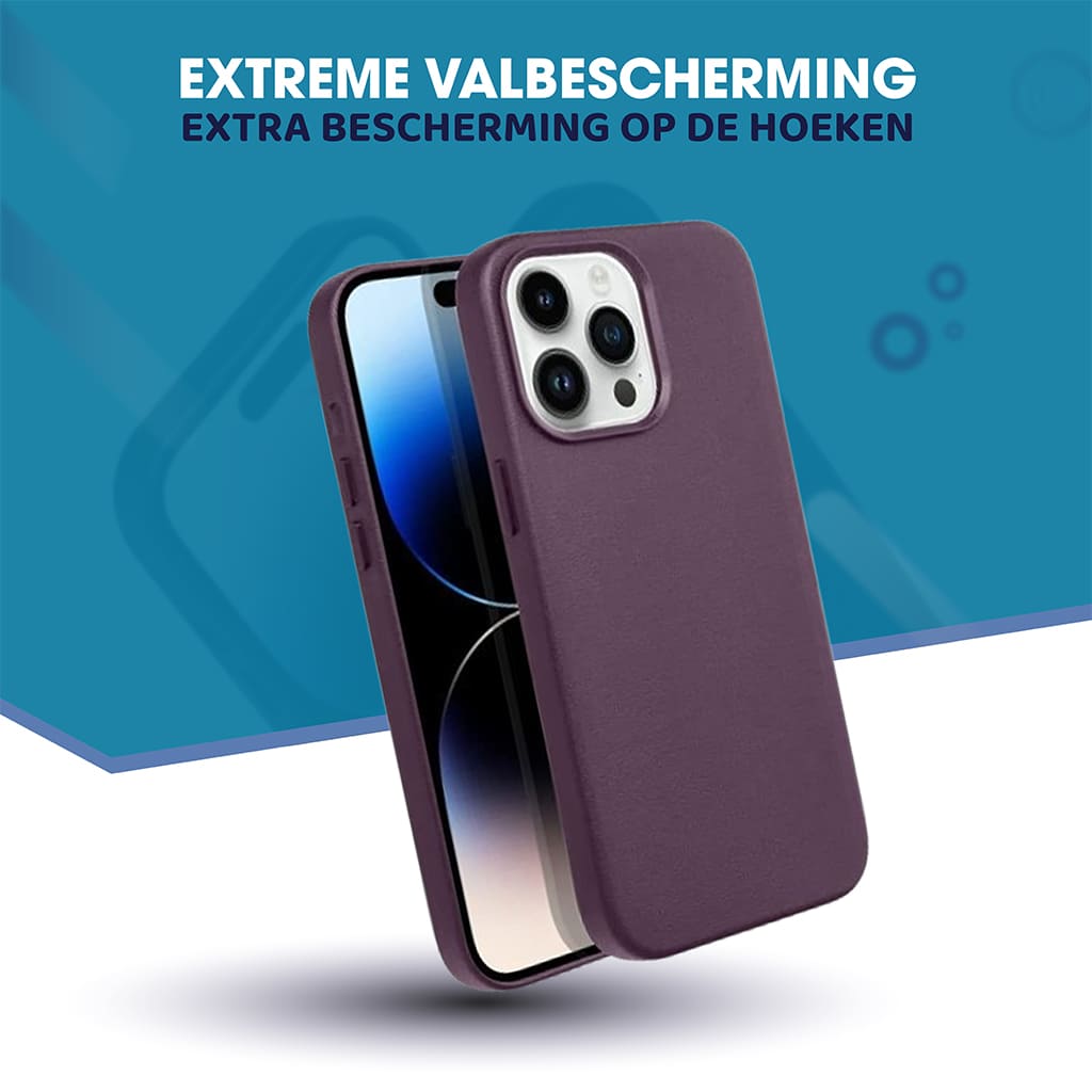 Étui en cuir Casify avec MagSafe violet foncé