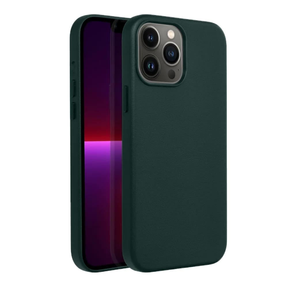 Étui en cuir Casify avec MagSafe pour iPhone 13 Pro Max Vert forêt