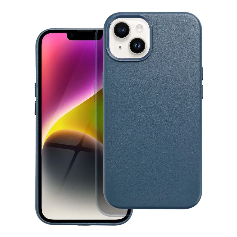 Casify Étui en cuir avec MagSafe pour iPhone 14 Bleu foncé2