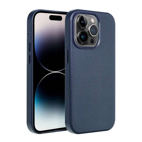 Casify Leren Hoesje met MagSafe voor iPhone 14 Pro Donkerblauw