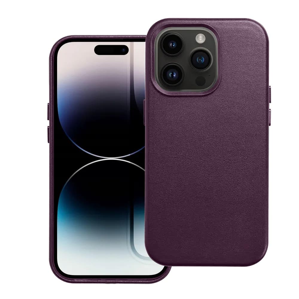 Étui en cuir Casify avec MagSafe pour iPhone 14 Pro Violet foncé2