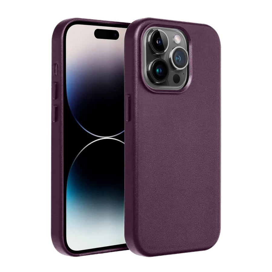 Casify Leren Hoesje met MagSafe voor iPhone 14 Pro Donkerpaars