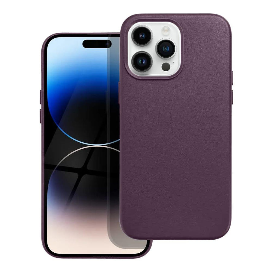 Casify Leren Hoesje met MagSafe voor iPhone 14 Pro Max Donkerpaars2
