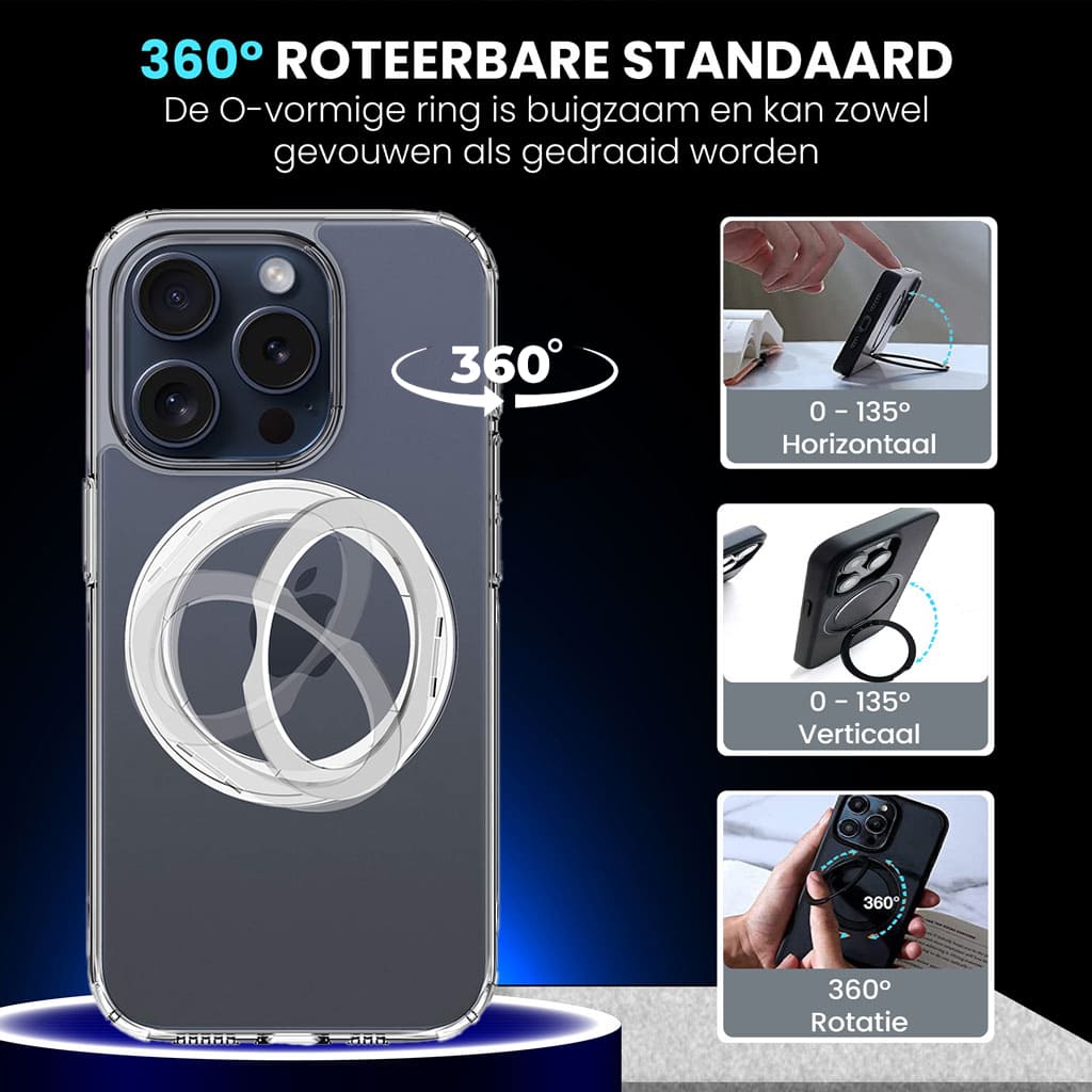 Étui Casify MagSafe avec béquille réglable à 360° Standard Transparent2