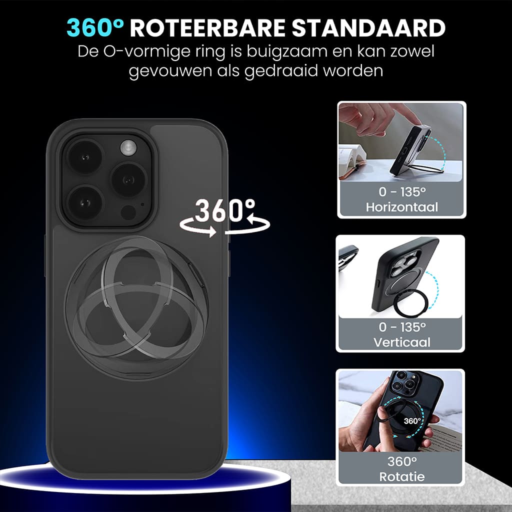 Étui Casify MagSafe avec béquille réglable à 360° Standard Noir2