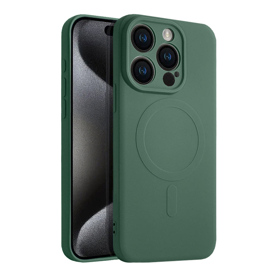 Casify Siliconen Hoesje met MagSafe voor de iPhone 15 Pro - Legergroen