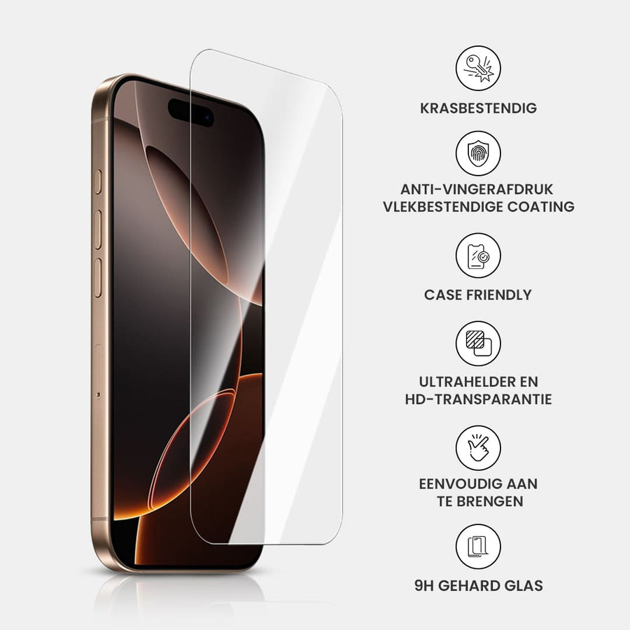 Casify Gehard Glas Screenprotector voor de iPhone 13 / 13 Pro / 14 / 16e / 17e
