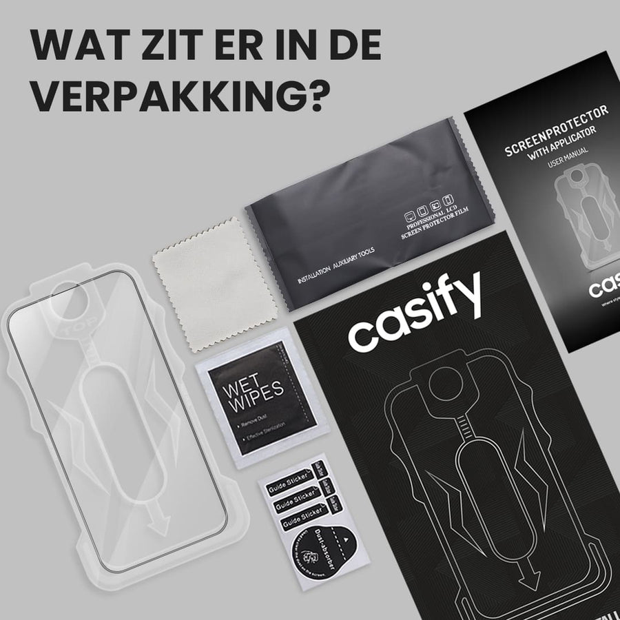Casify Gehard Glas Full Cover Screenprotector met installatiekit voor de iPhone Air