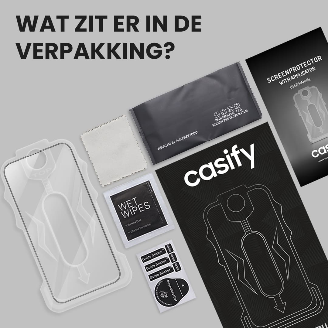 Casify Gehard Glas Full Cover Screenprotector met installatiekit voor de iPhone 17 Pro Max – productfoto 6