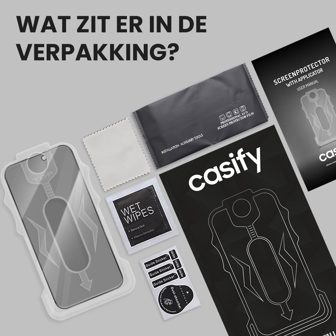 Casify Gehard Glas Privacy Screenprotector met installatiekit voor de iPhone 16 Pro / 17 – productfoto 7