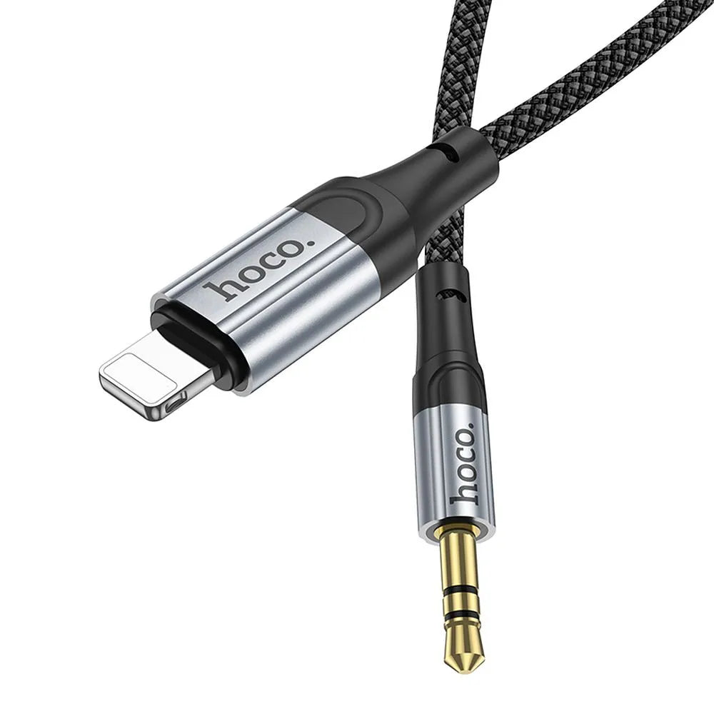 Hoco AUX kabel – Lightning naar 3,5 mm Jack – Audio kabel – 1 meter – Zwart – productfoto 2