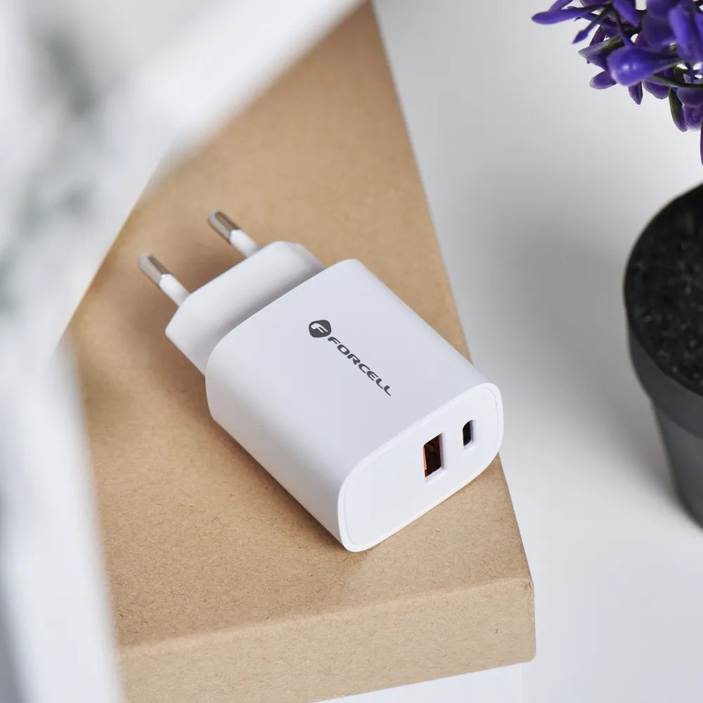 Forcell Oplader – Wall Charger – 30 Watt – USB-C & USB-A – Wit – productfoto 8
