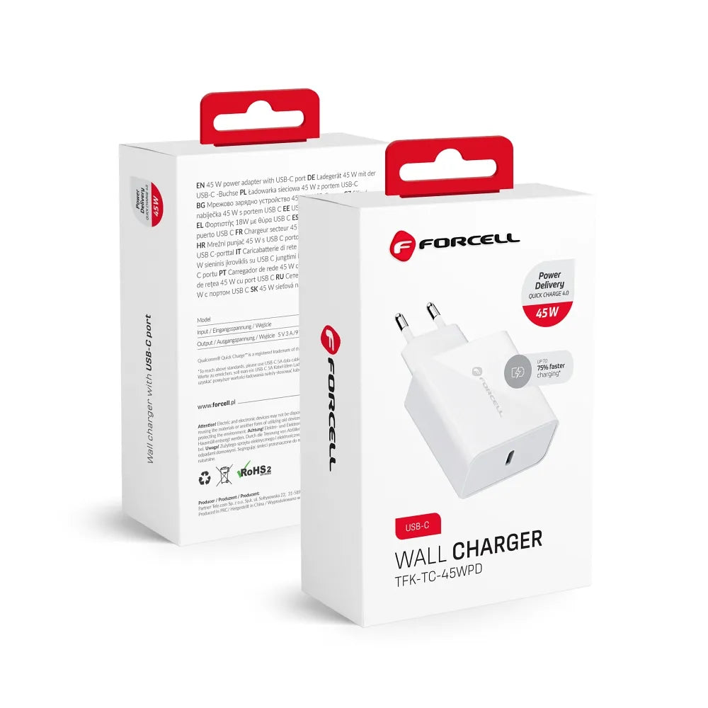 Forcell Oplader – Wall Charger – 45 Watt – USB-C – Wit – productfoto 7