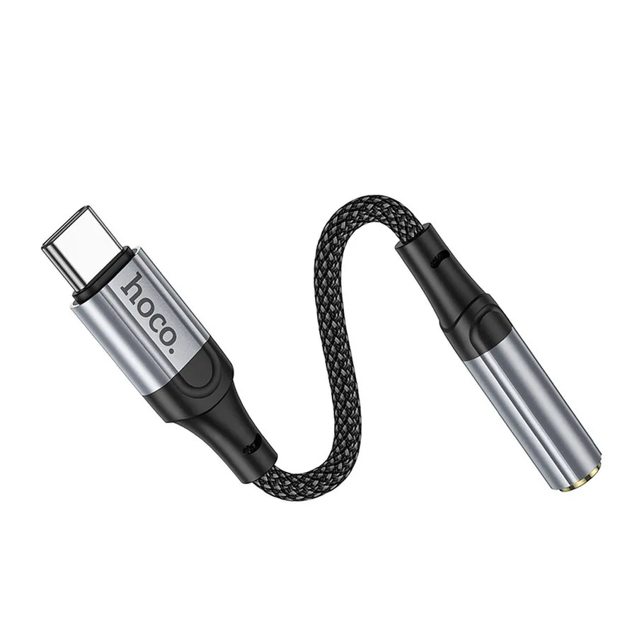 Hoco adapter USB-C naar 3,5 mm Jack – Audio adapter – 12 centimeter – Zwart