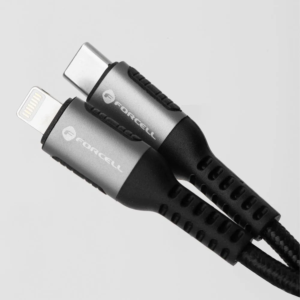 Forcell USB-C naar Lightning Kabel 27W PD – 1.2 meter – Zwart – productfoto 2