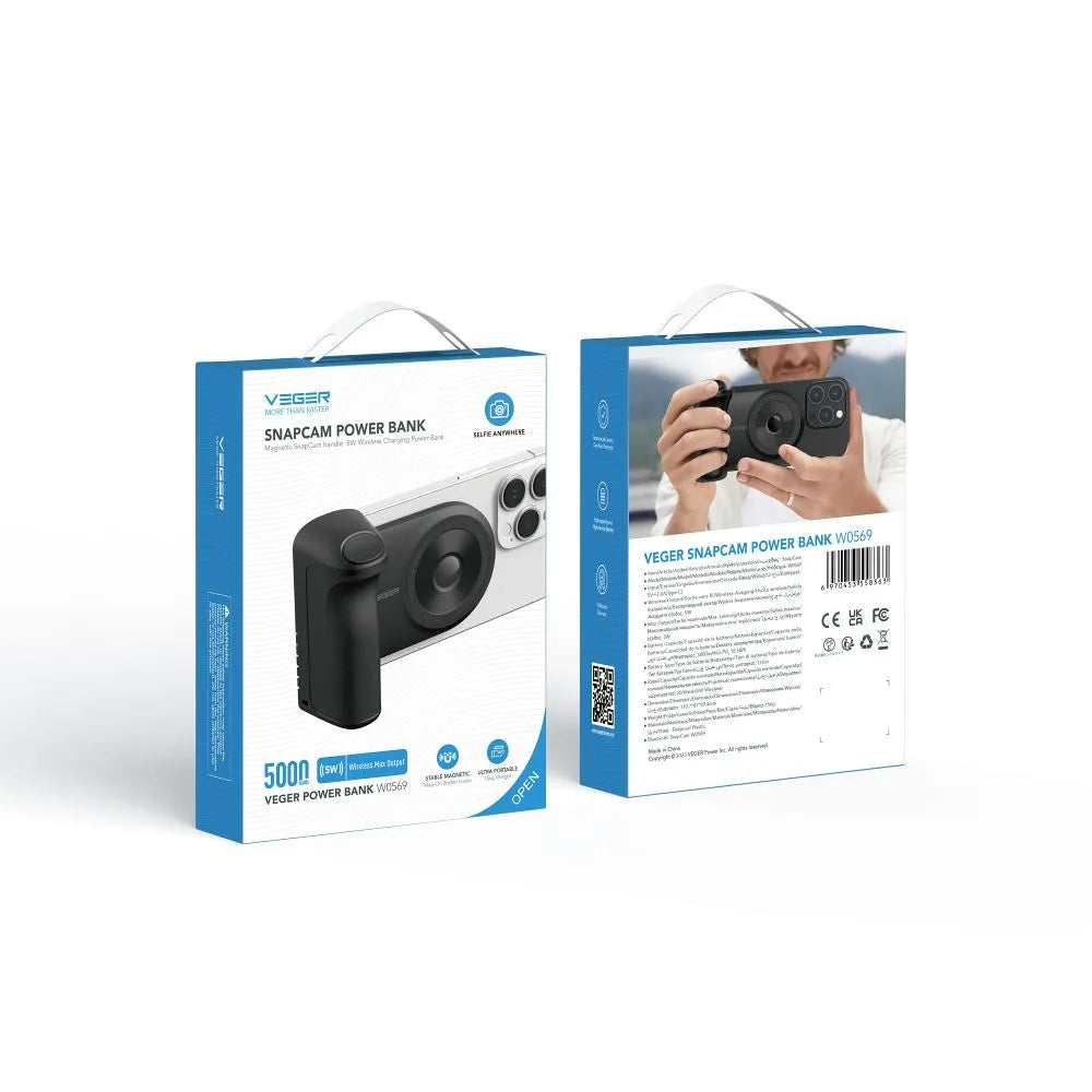 Veger Powerbank Snapcam met MagSafe – 5000 mAh – 20W – Zwart – productfoto 9