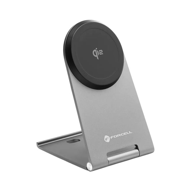 Forcell Flip Charge Qi2 Wireless Charger met MagSafe – USB-C – Draadloze Oplader – 15W – Zilver
